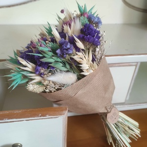 Szárazvirág csokor(lila) - otthon & életmód - virágdekoráció - virágok - virágcsokor - Meska.hu