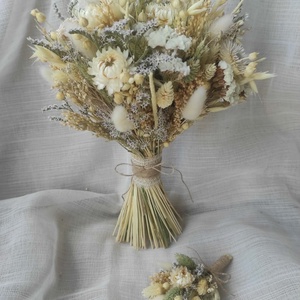 Menyasszonyi csokor kitűzővel(natúr) - Meska.hu