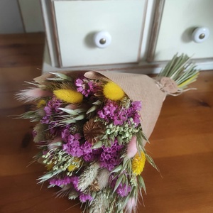 Szárazvirág csokor(pink-sárga) - otthon & életmód - virágdekoráció - virágok - virágcsokor - Meska.hu