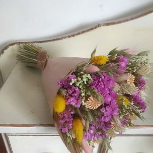 Szárazvirág csokor(pink-sárga) - otthon & életmód - virágdekoráció - virágok - virágcsokor - Meska.hu