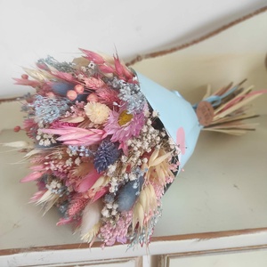 Szárazvirág csokor(kék-rózsaszín) - Meska.hu