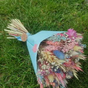 Szárazvirág csokor(kék-rózsaszín) - otthon & életmód - virágdekoráció - virágok - virágcsokor - Meska.hu