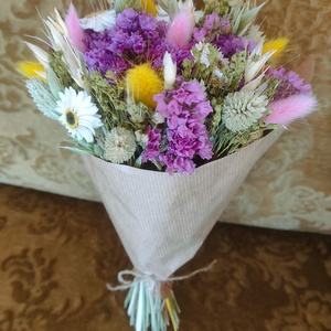 Szárazvirág csokor(pink-sárga) - otthon & életmód - virágdekoráció - virágok - virágcsokor - Meska.hu