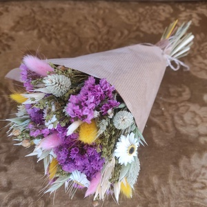 Szárazvirág csokor(pink-sárga) - otthon & életmód - virágdekoráció - virágok - virágcsokor - Meska.hu