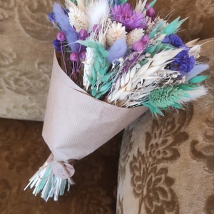 Szárazvirág csokor(türkiz-lila) - Meska.hu