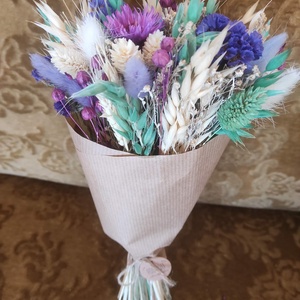 Szárazvirág csokor(türkiz-lila) - otthon & életmód - virágdekoráció - virágok - virágcsokor - Meska.hu