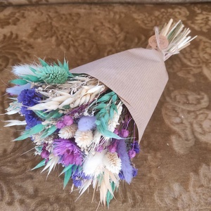 Szárazvirág csokor(türkiz-lila) - otthon & életmód - virágdekoráció - virágok - virágcsokor - Meska.hu