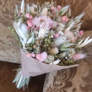 Szárazvirág csokor(zöld-rózsaszín) - Meska.hu