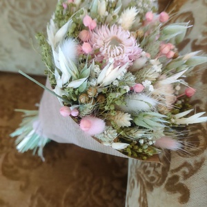 Szárazvirág csokor(zöld-rózsaszín) - otthon & életmód - virágdekoráció - virágok - virágcsokor - Meska.hu