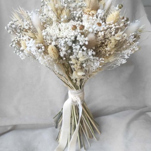 Szárazvirág csokor(beige-fehér) - Meska.hu
