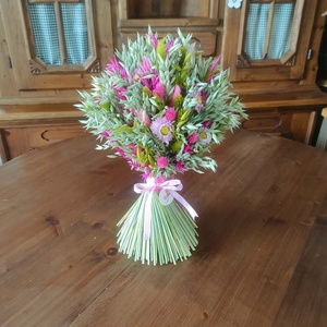 Szárazvirág csokor(pink-zöld) - otthon & életmód - virágdekoráció - virágok - virágcsokor - Meska.hu