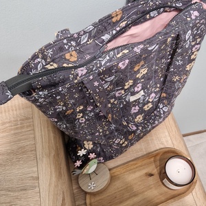 Virágmintás bélelt szatyor - táska & tok - bevásárlás & shopper táska - shopper, textiltáska, szatyor - Meska.hu