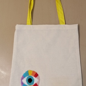 Textil szatyor - szem, Táska & Tok, Bevásárlás & Shopper táska, Shopper, textiltáska, szatyor, Decoupage, transzfer és szalvétatechnika, Varrás, MESKA