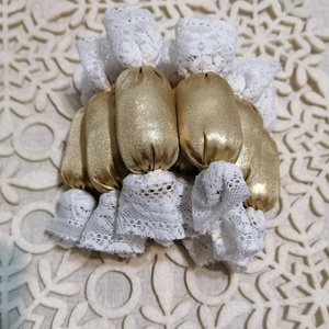 Szaloncukor textil-arany - karácsony - karácsonyi lakásdekoráció - karácsonyfadíszek - Meska.hu