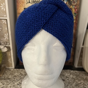  Kötött Fülvédő- királykék - ruha & divat - sál, sapka, kendő - fejpánt - Meska.hu
