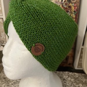  Kötött Fülvédő- zöld lurexes , Ruha & Divat, Sál, Sapka, Kendő, Fejpánt, Kötés, MESKA