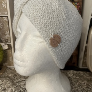  Kötött Fülvédő- fehér lurexes, Ruha & Divat, Sál, Sapka, Kendő, Fejpánt, Kötés, MESKA