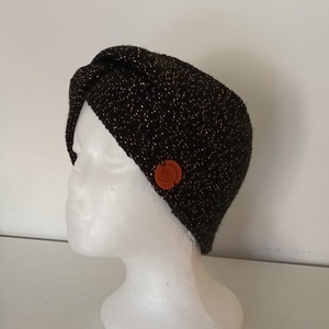  Kötött Fülvédő- fekete lurex - ruha & divat - sál, sapka, kendő - fejpánt - Meska.hu