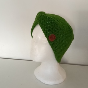  Kötött Fülvédő- zöld lurexes  - ruha & divat - sál, sapka, kendő - fejpánt - Meska.hu