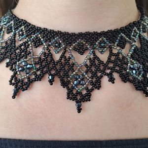 Ukrán csipkés gyöngygallér, nyaklánc - ékszer - nyaklánc - nyakpánt, gallér - Meska.hu