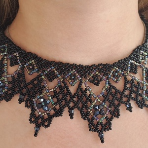 Ukrán csipkés gyöngygallér, nyaklánc - ékszer - nyaklánc - nyakpánt, gallér - Meska.hu