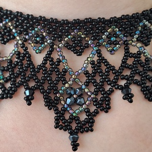 Ukrán csipkés gyöngygallér, nyaklánc - ékszer - nyaklánc - nyakpánt, gallér - Meska.hu