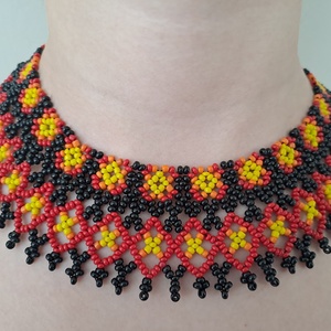 Mexikói Huichol nyaklánc, gyöngygallér, etnikai ékszer - ékszer - nyaklánc - nyakpánt, gallér - Meska.hu