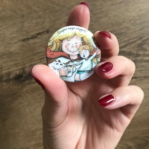 Szuper anya vagyok! - ékszer - kitűző és bross - kitűző - Meska.hu