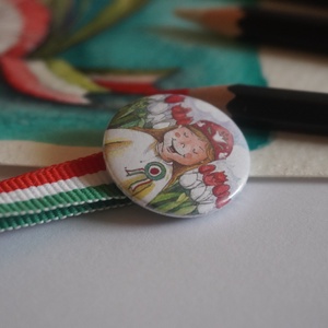 Lányos kokárda, Ékszer, Kitűző és Bross, Kitűző, Fotó, grafika, rajz, illusztráció, MESKA