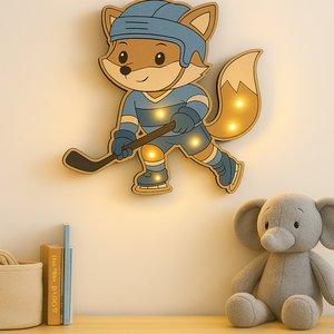 Jégkorongos Róka - LED-es hangulatlámpa gyerekszobába, Otthon & Életmód, Lámpa, Hangulatlámpa, Festett tárgyak, MESKA