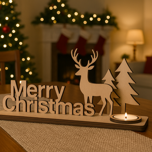 Rénszarvasos karácsonyi asztaldísz  natúr rétegelt lemezből - Meska.hu