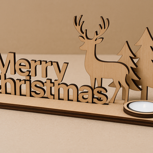 Rénszarvasos karácsonyi asztaldísz  natúr rétegelt lemezből - karácsony - adventi díszek - adventi asztaldísz - Meska.hu