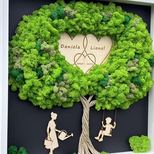Természetes moha/zuzmó Családi kép -  50x50cm - otthon & életmód - dekoráció - fali és függő dekoráció - zuzmókép, mohakép - Meska.hu