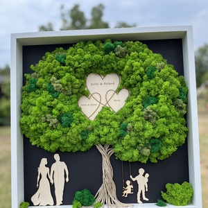 Természetes moha/zuzmó Családi kép -  50x50cm - otthon & életmód - dekoráció - fali és függő dekoráció - zuzmókép, mohakép - Meska.hu