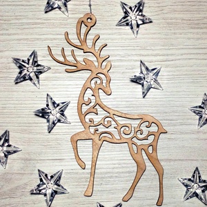 Fa szarvas karácsonyi dísz - karácsony - karácsonyi lakásdekoráció - karácsonyi lakásdíszek - Meska.hu