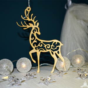 Fa szarvas karácsonyi dísz - karácsony - karácsonyi lakásdekoráció - karácsonyi lakásdíszek - Meska.hu