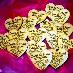 Szív formájú fa dísz gravírozással - esküvő - emlék & ajándék - köszönőajándék - Meska.hu