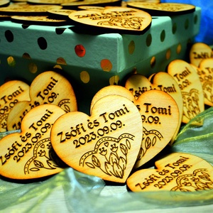 Szív formájú fa dísz gravírozással - esküvő - emlék & ajándék - köszönőajándék - Meska.hu