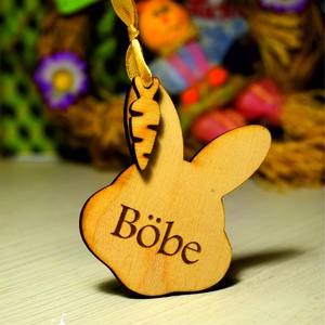 Nyuszi fa húsvéti dekoráció név gravírozással - otthon & életmód - dekoráció - fali és függő dekoráció - függődísz - Meska.hu