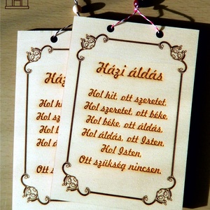 Díszes fa házi áldás, Otthon & Életmód, Dekoráció, Kép & Falikép, Fából készült kép, Famegmunkálás, MESKA