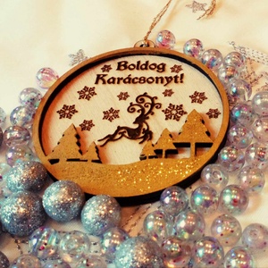 Szarvasos fa karácsonyi dísz szöveg gravírozással - karácsony - karácsonyi lakásdekoráció - karácsonyfadíszek - Meska.hu