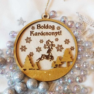 Szarvasos fa karácsonyi dísz szöveg gravírozással - karácsony - karácsonyi lakásdekoráció - karácsonyfadíszek - Meska.hu