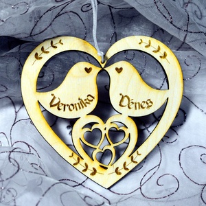 Szív dekoráció névgravírozással - esküvő - emlék & ajándék - köszönőajándék - Meska.hu
