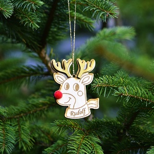 Szarvasos fa karácsonyfa dísz név gravírozással - karácsony - karácsonyi lakásdekoráció - karácsonyfadíszek - Meska.hu