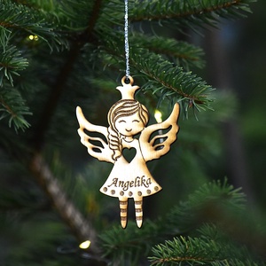 Angyalkás fa karácsony fa dísz név gravírozással - karácsony - karácsonyi lakásdekoráció - karácsonyfadíszek - Meska.hu