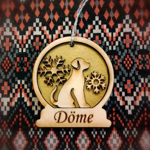 Kutyás fa hógömb karácsonyfa dísz név gravírozással - karácsony - karácsonyi lakásdekoráció - karácsonyfadíszek - Meska.hu