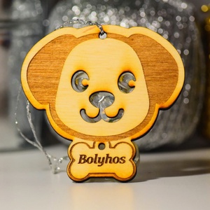 Kuya pofis fa karácsonyfa dísz név gravírozással - karácsony - karácsonyi lakásdekoráció - karácsonyfadíszek - Meska.hu