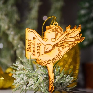 Angyal balerina fa karácsonyfadísz név gravírozással - karácsony - karácsonyi lakásdekoráció - karácsonyfadíszek - Meska.hu