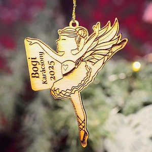 Angyal balerina fa karácsonyfadísz név gravírozással, Karácsony, Karácsonyi lakásdekoráció, Karácsonyfadíszek, Famegmunkálás, MESKA