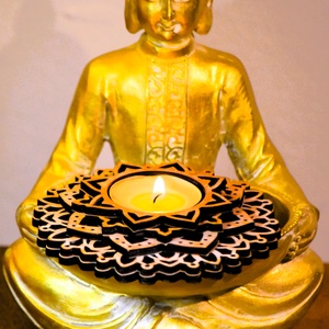 Mandalás fa mécsestartók, Otthon & Életmód, Gyertya, illat, aroma, Mécses és mécsestartó, Famegmunkálás, MESKA